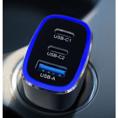 고속충전 기능과 다양한 충전 포트를 갖춘 옵시디언 60W C타입 트리플 시거잭 차량용 핸드폰 초고속 USB충전기