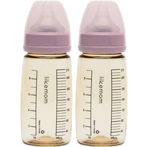 라이크맘 PPSU 젖병, 라벤더 그레이, 270ml, 2개
