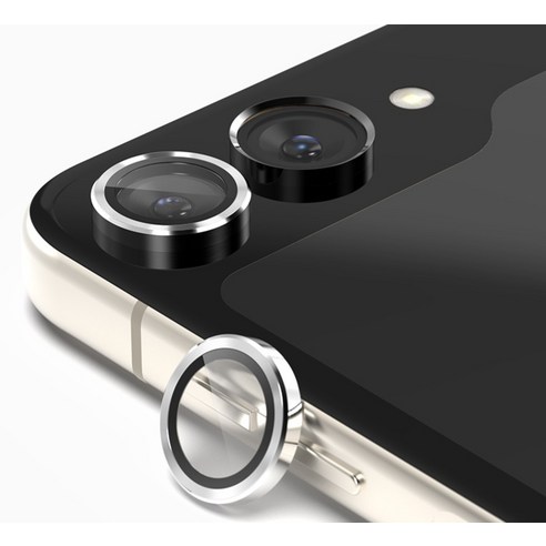 갤럭시 Z 플립5와 호환되는 메탈 프레임 링 휴대폰 카메라 렌즈 강화유리 액정보호필름 실버