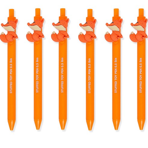아이비스 동물친구들 인형 젤펜 0.5mm 12448, 여우, 6개