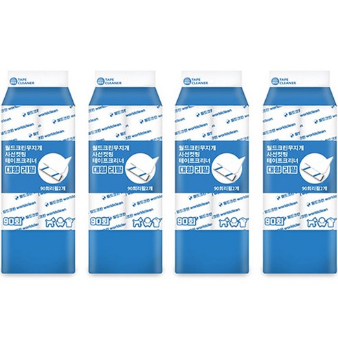 월드크린 90회 사선컷팅 테이프 클리너 대형24cm x 18M 2p, 4개