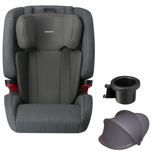 다이치 ISOFIX 브이가드 주니어 리우 카시트 + 선바이저 + 컵 홀더 세트, 웜그레이