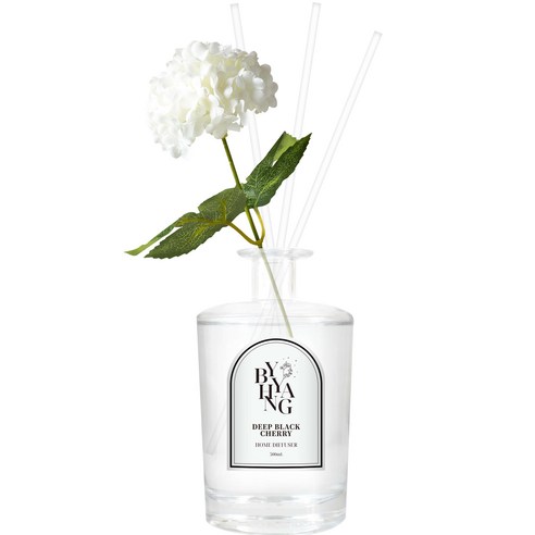 바이향 블루밍 홈 디퓨저 500ml + 조화스틱 + 리드스틱 4p 세트, 딥블랙체리, 1세트