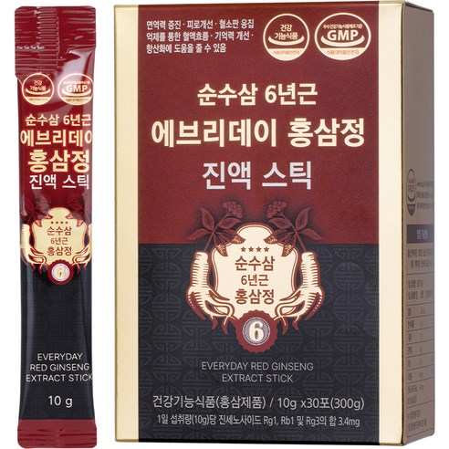 순수삼 6년근 에브리데이 홍삼정 진액 스틱 30p, 300g, 1개