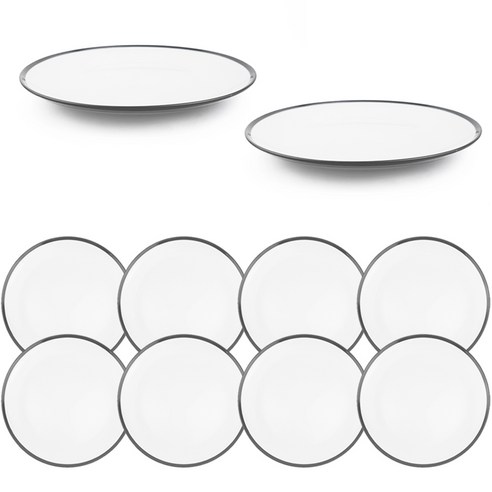 키친프리 모던 투톤 멜라민 그릇 원형접시 4호 24.8 x 2.56 cm, 그레이, 10개, 단품