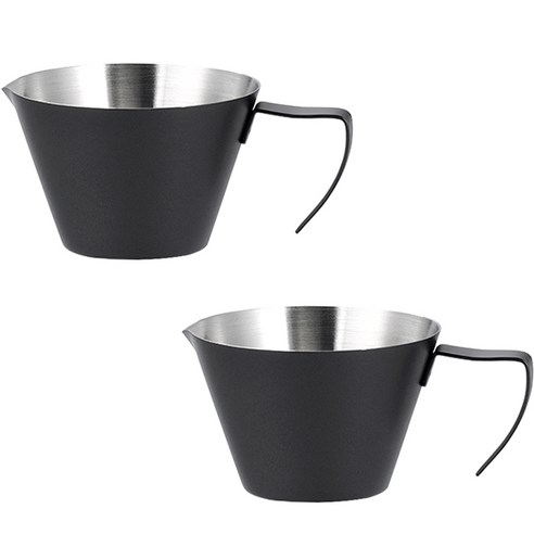 칼딘 대용량 스텐 벨크리머 눈금 계량 에스프레소 스테인리스 샷잔 110ml, 블랙, 2개