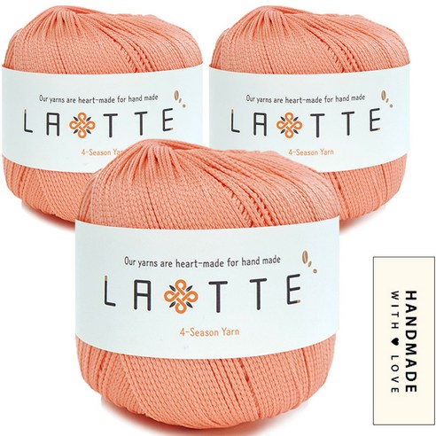 니뜨 라떼 뜨개실 65g x 3p + 코튼라벨 바코드 세트, 15 살몬, 1개