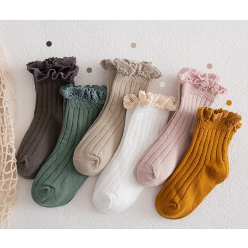 사랑스러운 우리 아이를 위한 특별한 선물, 아이뿜 여아용 레이스 프린지 양말