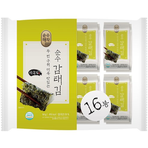 순수해작 순수 감태 도시락김 16p, 1개, 64g