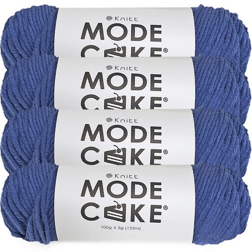 니뜨 모드 케이크 뜨개실 100g, 인디고블루, 4개
