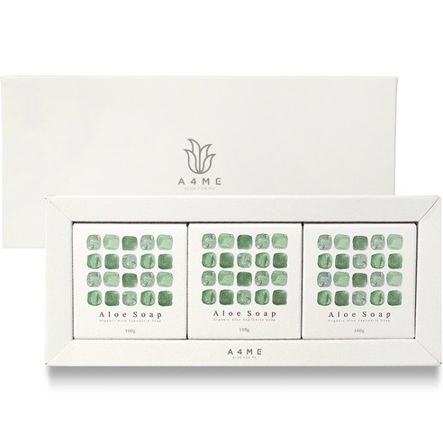 권도영알로에 A4ME 민감성 알로에 비누 선물세트, 100g, 3개