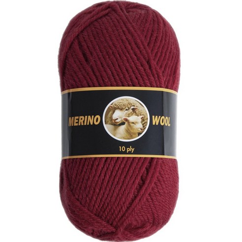 yarna 메리노 울 털 뜨개실 10ply 100g, 308 딥레드, 1개