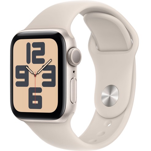 Apple 2023 애플워치 SE 2세대, 알루미늄 케이스 40mm, GPS, 스타라이트 색상, 스타라이트 스포츠 밴드 (S/M) 
스마트워치/밴드