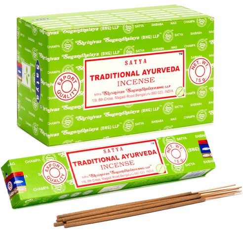 사티아 스틱 인센스 15g x 12p, 트래디셔널 아유르베다