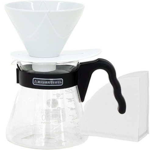 하리오 V60 뮤겐 세라믹 핸드드립 세트 600ml 3~4인, 커피서버 vcs-02B + 드리퍼 VDMU-CW + 여과지02-100W, 1세트
