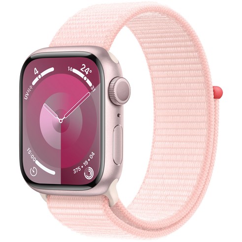 Apple 애플워치 9 GPS, 41mm, 핑크 / 라이트 핑크 스포츠 루프, Loop