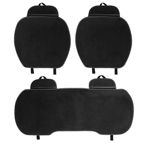 지엠지모터스 후리스 뽀글이 겨울 차량용 앞좌석 시트커버 2p + 뒷좌석 방석 세트 블랙, 1세트