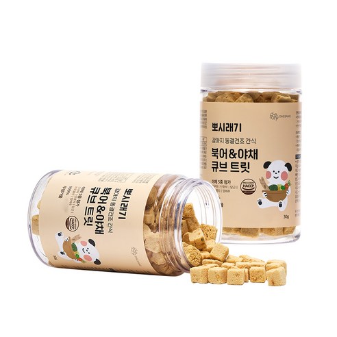 강아지의 미각을 자극하고 필수적인 영양소를 공급하는 뽀시래기 동결건조 간식 큐브 트릿