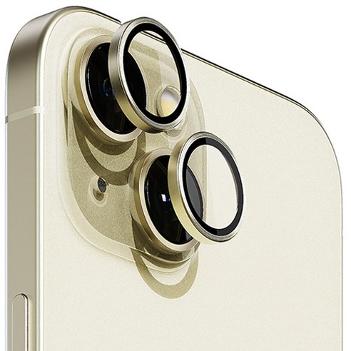 빅쏘 빛번짐 방지 후면 카메라 렌즈 링 강화유리 휴대폰 보호필름 + 부착가이드 옐로, 1세트