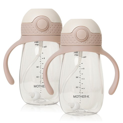 마더케이 허그 추 빨대컵 300ml, 2개, 핑크베이지