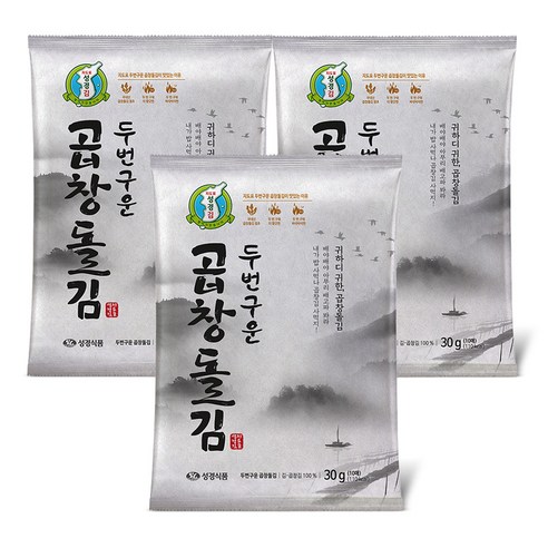 지도표성경 프리미엄 두 번 구운 곱창돌김 30g(10매) 5봉 총 50매, 30g, 5개