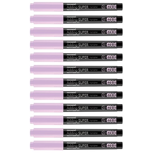 모나미 에딩슈퍼 600 파스텔 형광펜, 파스텔 퍼플, 12개입