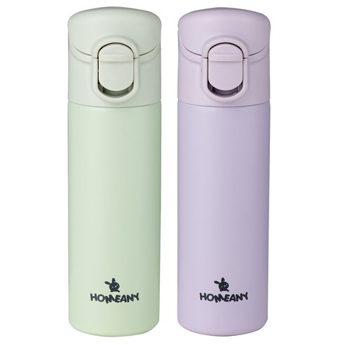 홈애니 미니 원터치 보온보냉병 140ml 2종 세트, 그린, 파스텔퍼플, 1세트