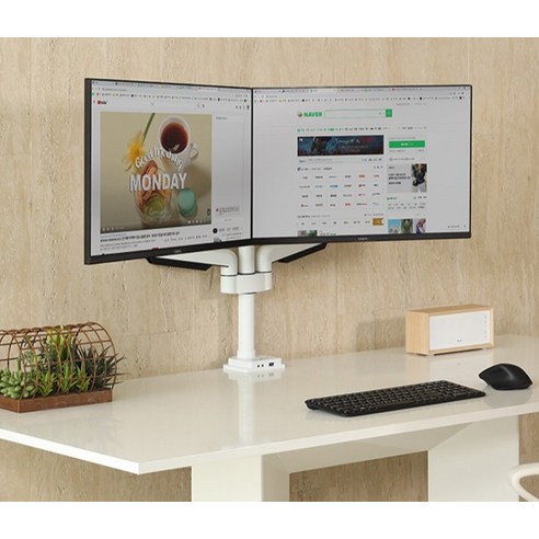 책상 공간 절약과 생산성 향상을 위한 듀올 모니터 거치대