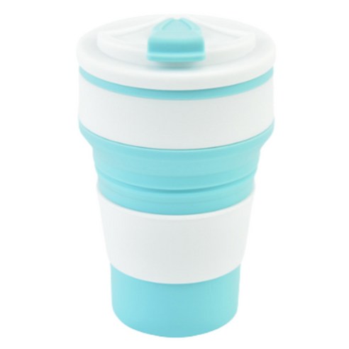 채옴 접이식 텀블러 휴대용 실리콘 컵, 블루, 1개, 500ml