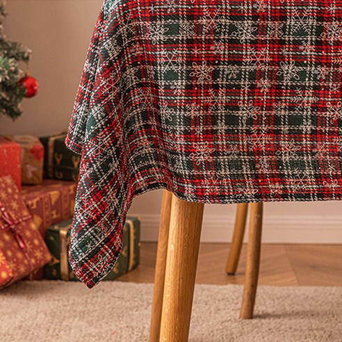 마켓감성 프리미엄체크 크리스마스 식탁보, 패턴 3, W 160cm x H 100cm