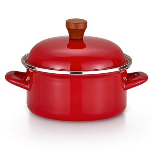 리빙아트 인덕션 법랑 라벨 양수냄비, 20cm, 레드, 1개