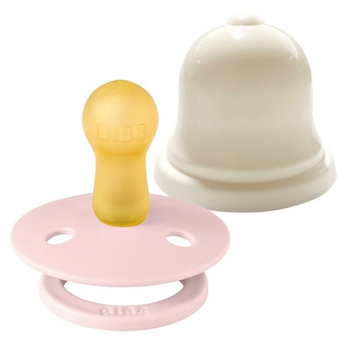 BIBS 컬러 고무 쪽쪽이 2단계 + 실리벨 케이스 세트, 2단계(6~18개월), 블러썸, 1세트