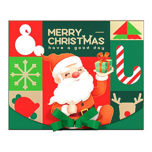 이홈베이킹 하단리본 크리스마스 상자 241907, 선물든 산타, 5개