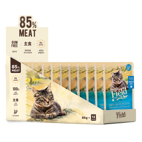 샘스필드 전연령 고양이 주식파우치, 흰살생선, 85g, 12개