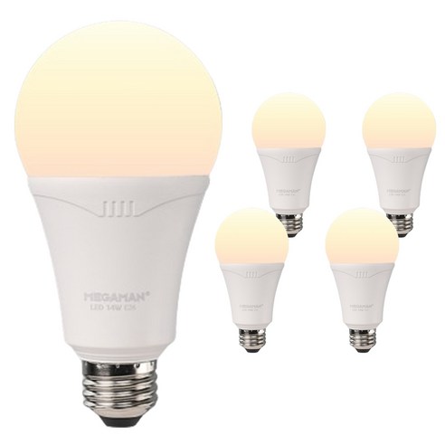 비츠온 A 벌브 메가맨 LED 전구 14W 화이트, 전구색, 5개