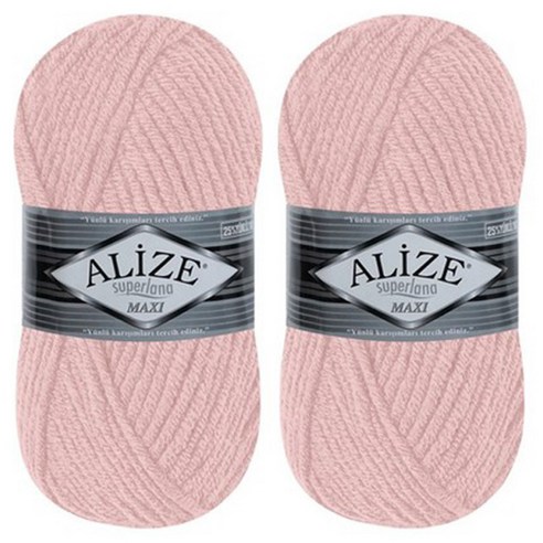 alize yarna 슈퍼라나 맥시 뜨개실, 523 베이비핑크, 2개