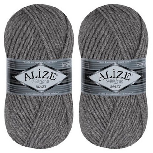 alize yarna 슈퍼라나 맥시 뜨개실, 182 그레이, 2개