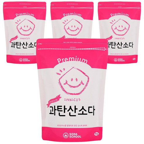 소다스쿨 프리미엄 과탄산소다, 1kg, 4개