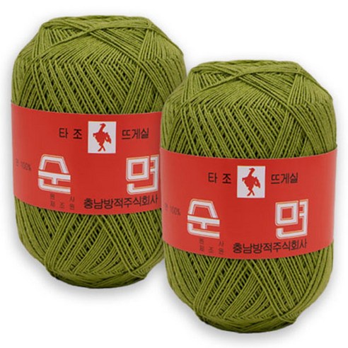 타조 구정 순면 30수 뜨개실, 109 올리브그린, 2개