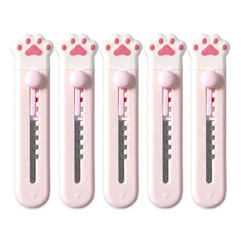 귀차냥 언박싱 커터칼, 핑크, 5개