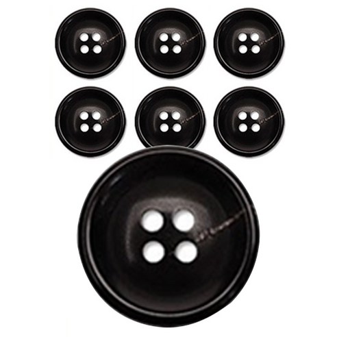 동대문단추왕 고급 리얼소뿔 단추 18mm JWS-10, 블랙, 7개