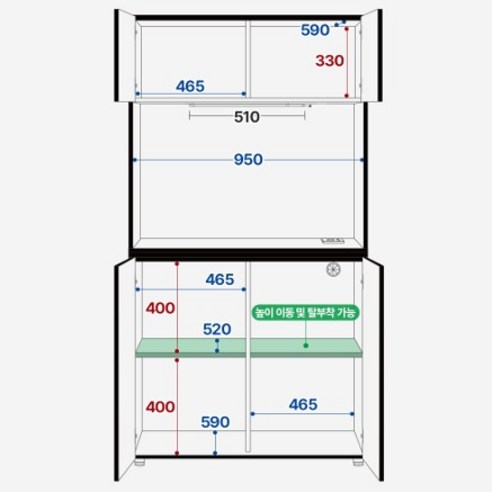 편리함과 스타일을 갖춘 현대 주방을 위한 웰퍼니처 알베로 LED 조명 주방 수납장