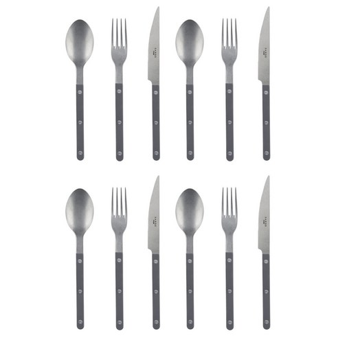 사브르 빈티지 디너스푼 + 디너포크 + 디너나이프 세트, 다크그레이, 3종, 4세트