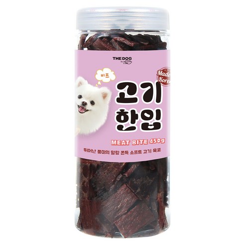 더독 부드러운 생육 강아지 간식 육포 고기한입, 450g, 1개, 소고기