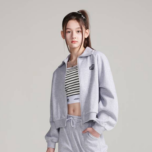 애플핑크 여아용 카라 투웨이 크롭 집업 점퍼 T101