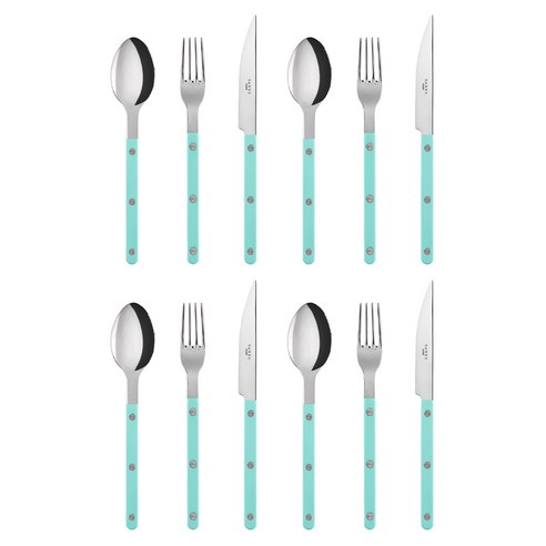 사브르 샤이니 디너스푼 + 디너포크 + 디너나이프 세트, 파스텔그린, 3종, 4세트
