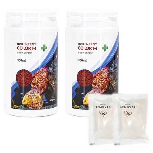네오 에너지 컬러 M 플러스 관상어 사료 300ml x 2p + 캡 리무버 랜덤발송 12p 세트, 1세트