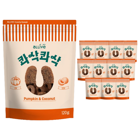 올리브 강아지 콰삭콰삭 쿠키 트릿, 혼합맛(펌킨/코코넛), 120g, 12개