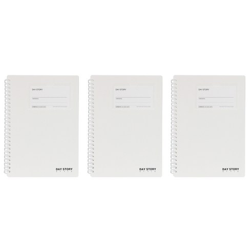데이스토리 A5 심플 PP포켓 스프링 유선노트, 백색, 3개