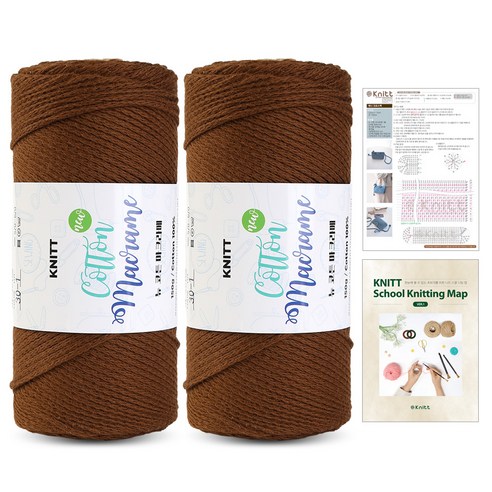 니뜨 뉴 코튼 마크라메 뜨개실 150g 2p + 제니 크로스백 뜨개도안 + 니팅맵 mini 세트, 30 브라운, 1개
